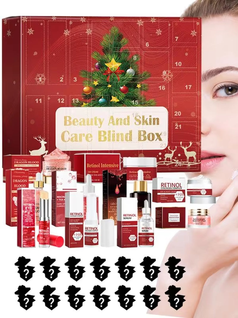 Christmas Advent Calendar Christmas Retinol Face Cream Serum Lip Balm Cosmetics Set 24 Days Countdown Advent Calendar Cosmetic