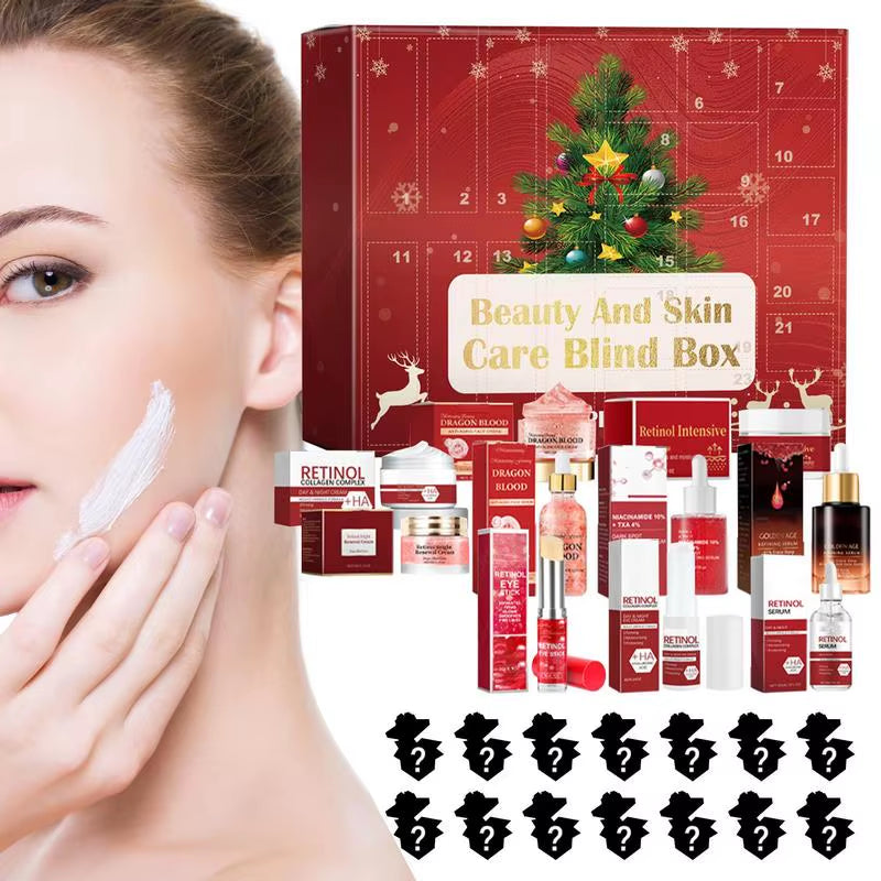 Christmas Advent Calendar Christmas Retinol Face Cream Serum Lip Balm Cosmetics Set 24 Days Countdown Advent Calendar Cosmetic