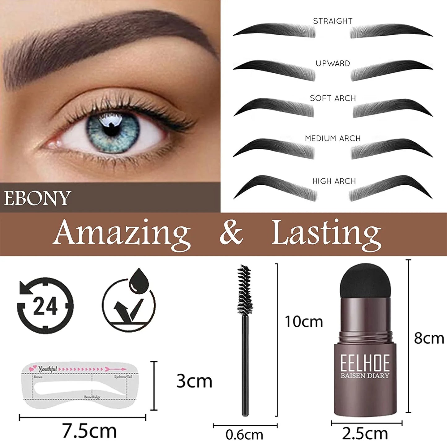 New Brow Stamp Kit Reusable Head Eyebrow Powder Stencil Kit Makeup Shadow Stick One Step Eyebrow Shaping Long Lasting Stamp Kit