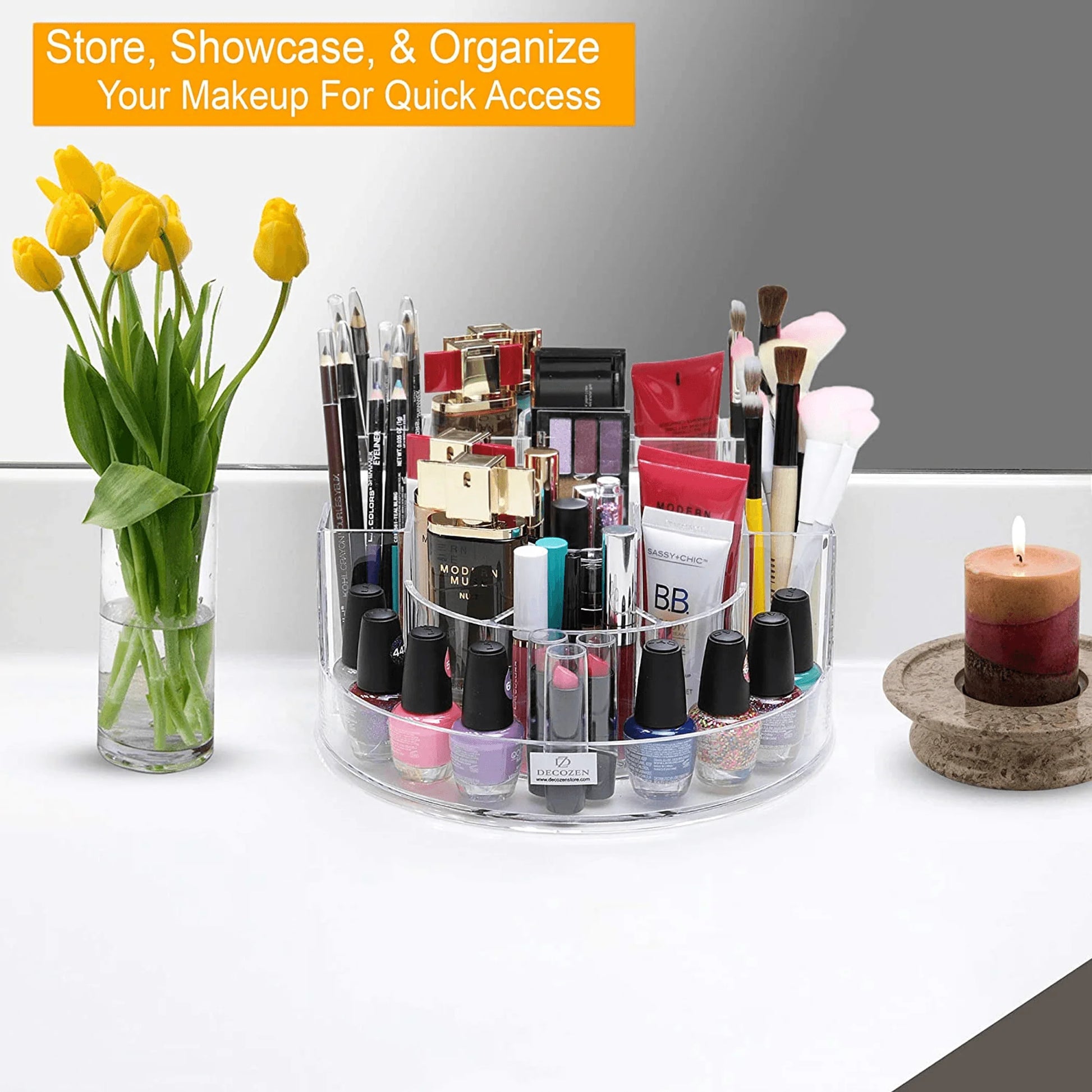 Clear Acrylic 7-Slot Makeup Organizer